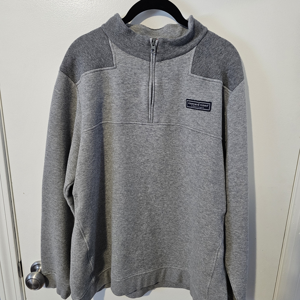 Mens Vineyard Vines Shep Shirt Heather Gray Quarter Zip